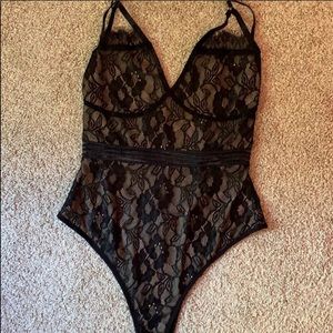 Black lace body suit